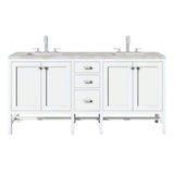James Martin Vanities Addison 72" Double Bathroom Vanity in Glossy White with Quartz Top