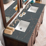 James Martin Vanities Addison 72" Double Vanity in Mid-Century Acacia with Parisien Bleu Quartz Top