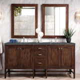 James Martin Vanities Addison 72" Double Vanity in Mid-Century Acacia with Parisien Bleu Quartz Top