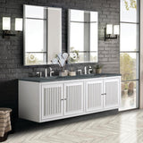 James Martin Vanities Athens 72 in. Glossy White Double Vanity with Parisien Bleu Quartz Top