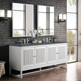 James Martin Vanities Athens 72 in. Glossy White Double Vanity with Parisien Bleu Quartz Top
