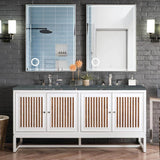 James Martin Vanities Athens 72 in. Glossy White Double Vanity with Parisien Bleu Quartz Top