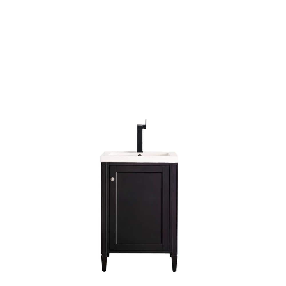 James Martin Vanities Brittania 24 in. Bath Vanity in Black Onyx with Resin Top and White Basin