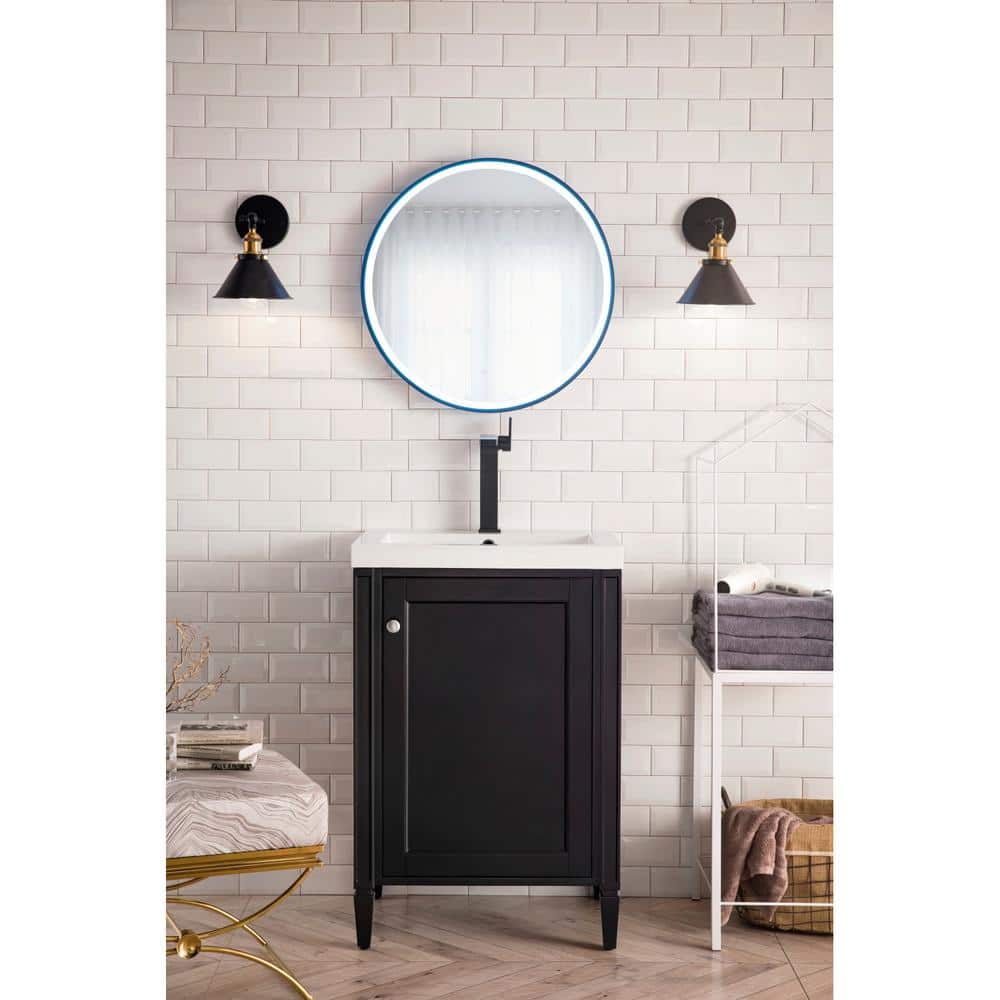 James Martin Vanities Britannia 24" Black Onyx Bath Vanity with White Glossy Top