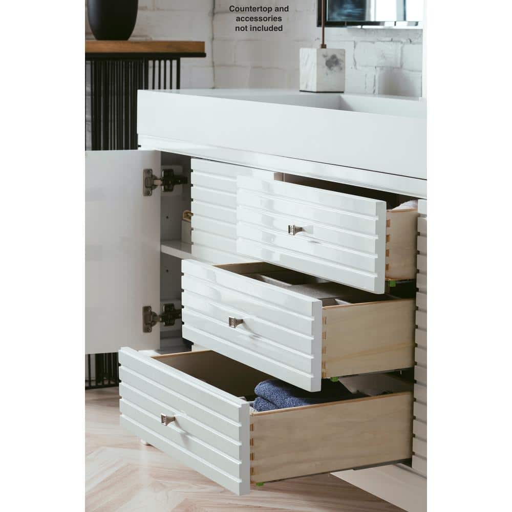 James Martin Vanities Linear 72.50 in. Double Bath Vanity Cabinet, Glossy White