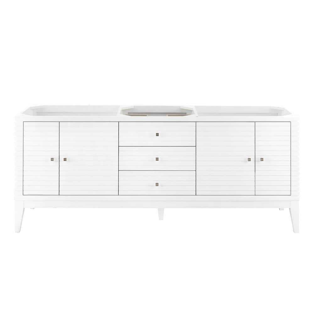 James Martin Vanities Linear 72.50 in. Double Bath Vanity Cabinet, Glossy White
