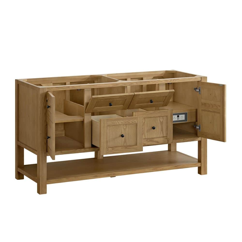 James Martin Vanities Breckenridge 60" Double Bath Vanity Cabinet, Light Natural Oak