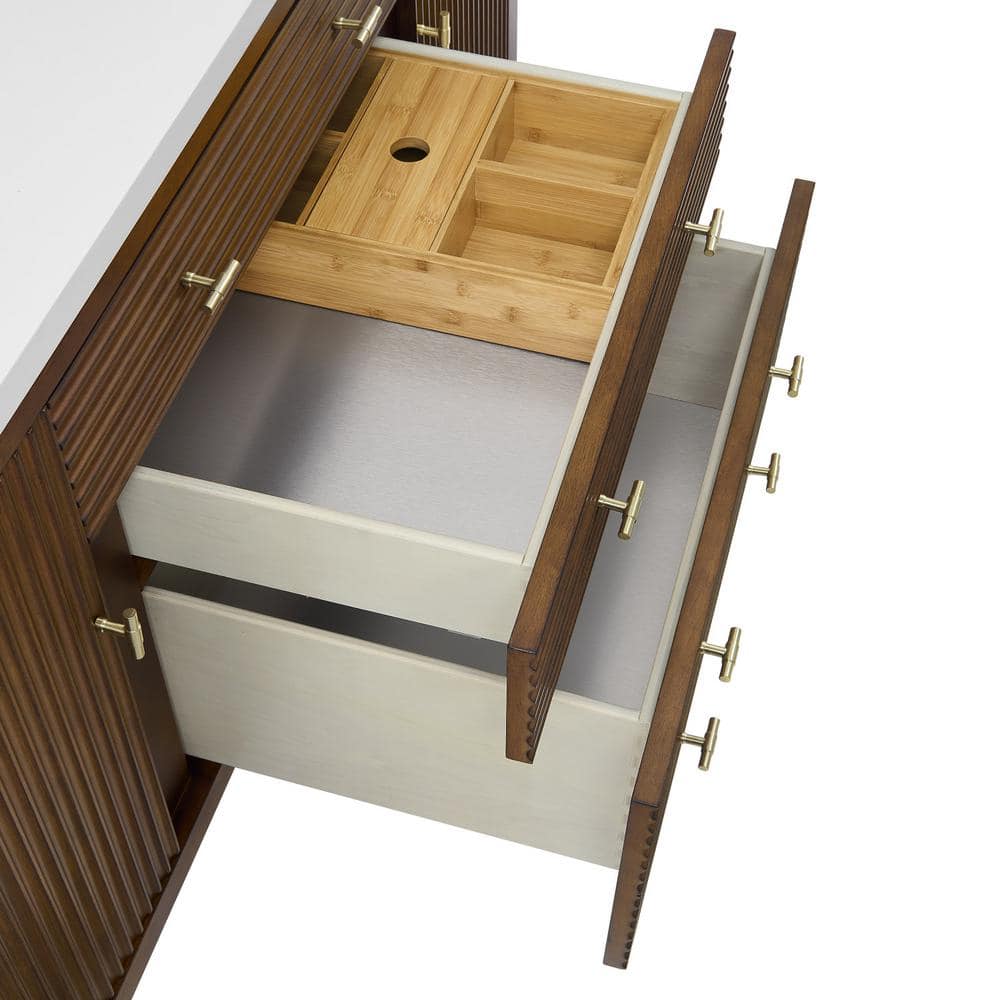 James Martin Vanities Myrrin 60" Double Bath Vanity Cabinet in Mid-Century Walnut
