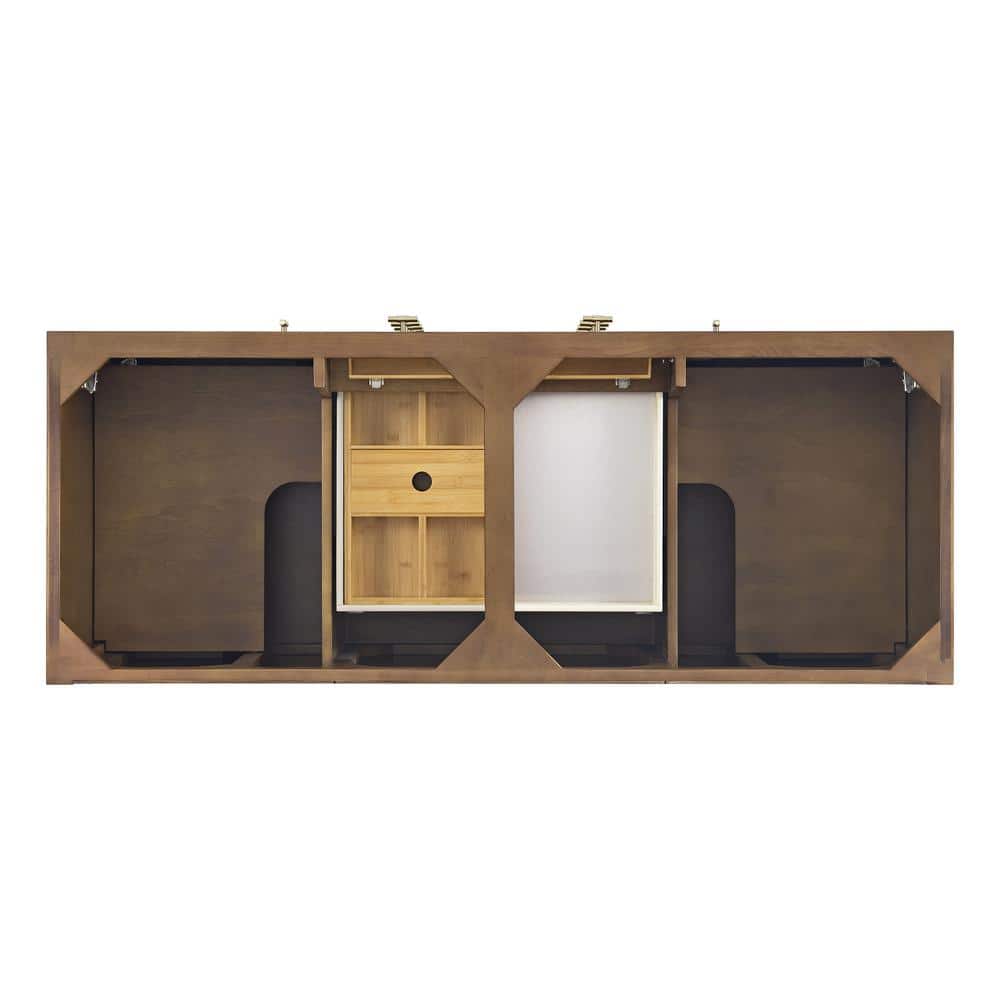 James Martin Vanities Myrrin 60" Double Bath Vanity Cabinet in Mid-Century Walnut