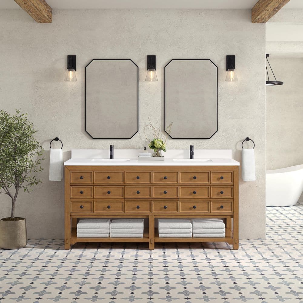 James Martin Vanities Malibu 72" Double Bath Vanity Cabinet, Amber Birch, No Top