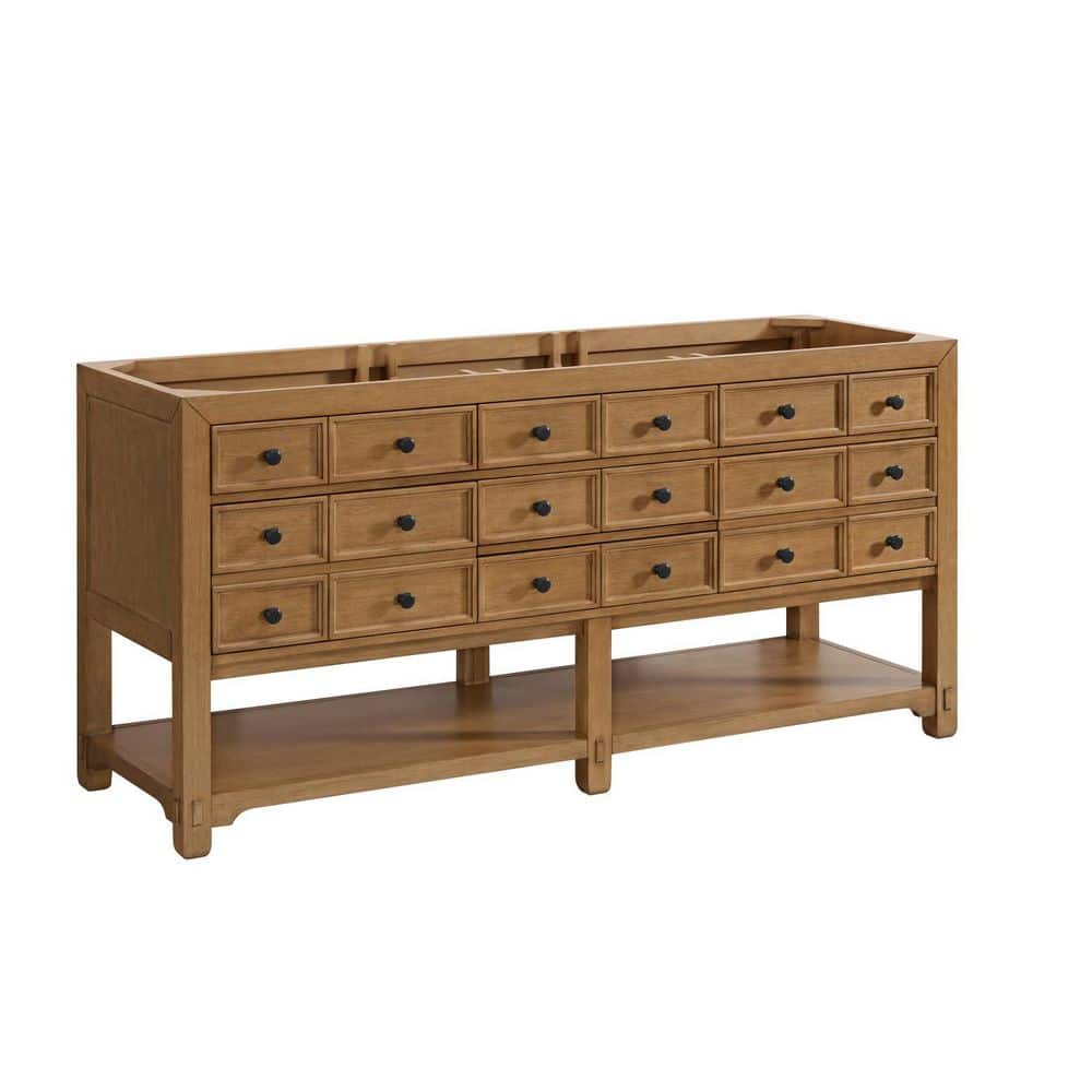 James Martin Vanities Malibu 72" Double Bath Vanity Cabinet, Amber Birch, No Top