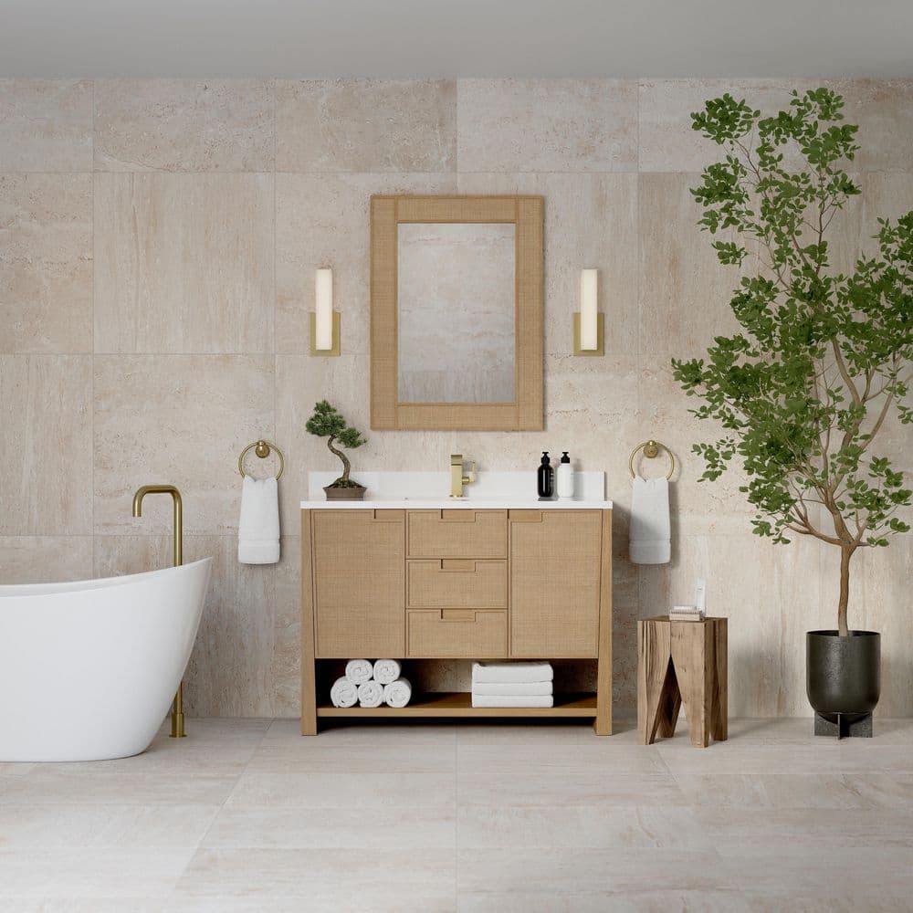 James Martin Vanities Solene 48-Inch Single Bath Vanity Cabinet Without Top in Seaside Oak
