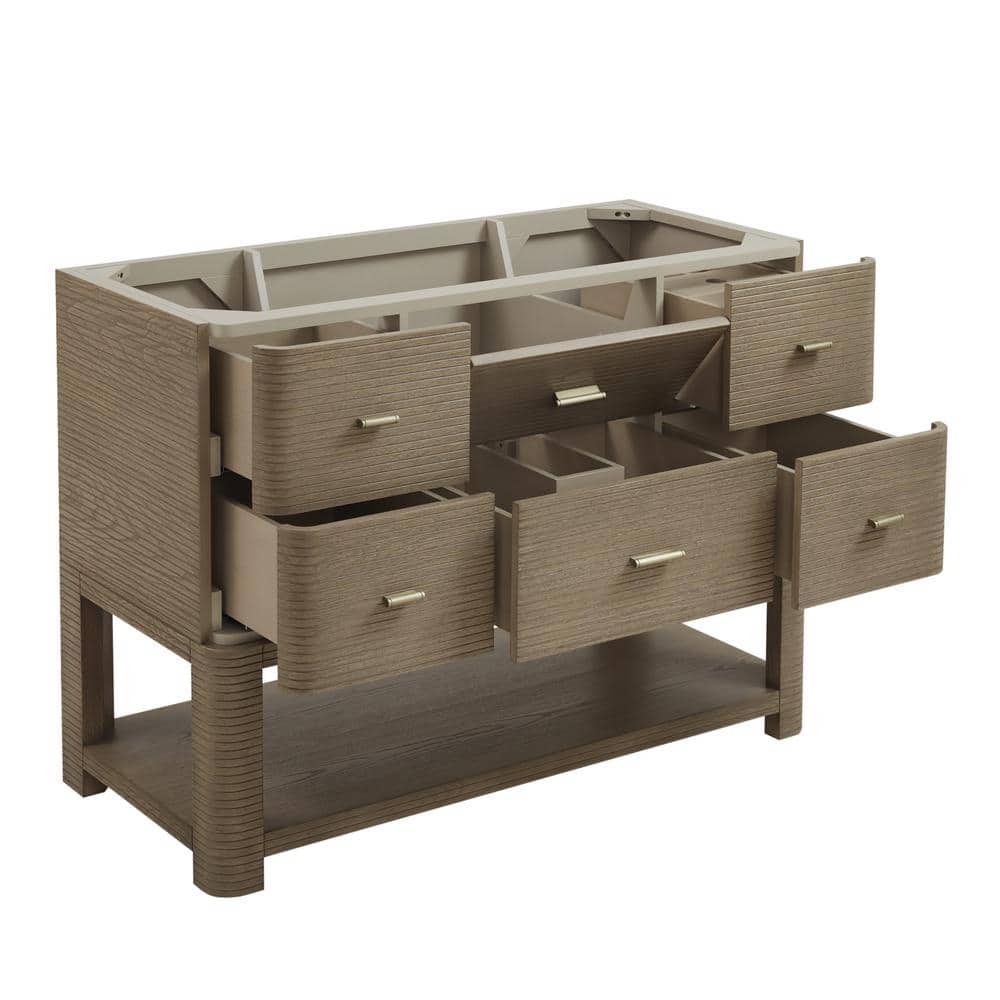 James Martin Vanities Lucian 48" Pebble Oak Bathroom Vanity Cabinet Without Top