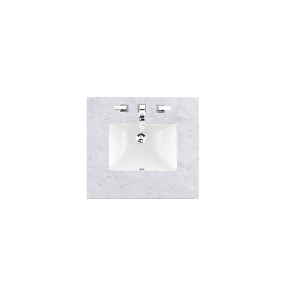 James Martin Vanities Carrara Marble Vanity Top with Porcelain Sink, 26 in.