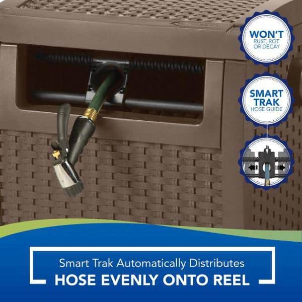 Suncast 225 ft. Smart Track Outdoor Patio Garden Hose Reel Hideaway Storage
