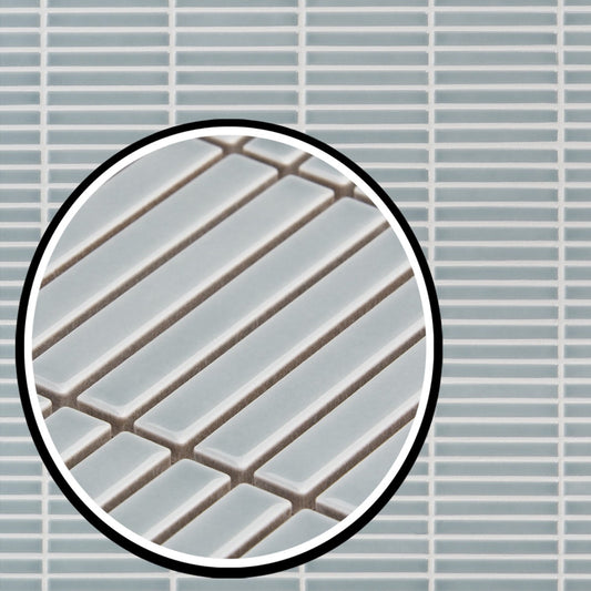 Kai Sky Blue 1x4" Tri-Stacked Glossy Porcelain Mosaic Tile