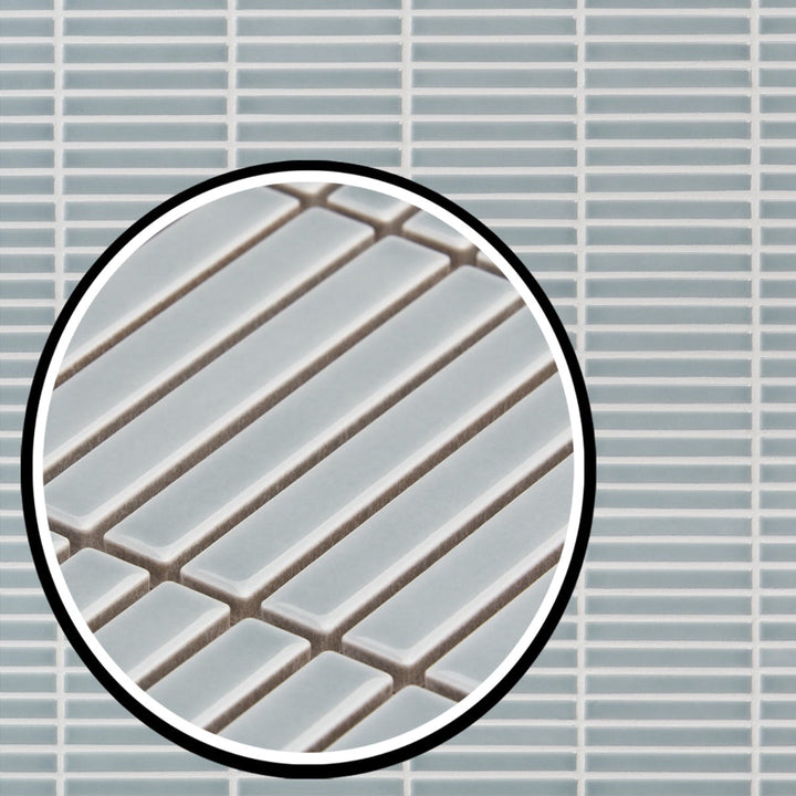 Kai Sky Blue 1x4" Tri-Stacked Glossy Porcelain Mosaic Tile