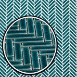 Kai Teal Herringbone Crackled Glossy Porcelain Mosaic Tile - Lux Tile