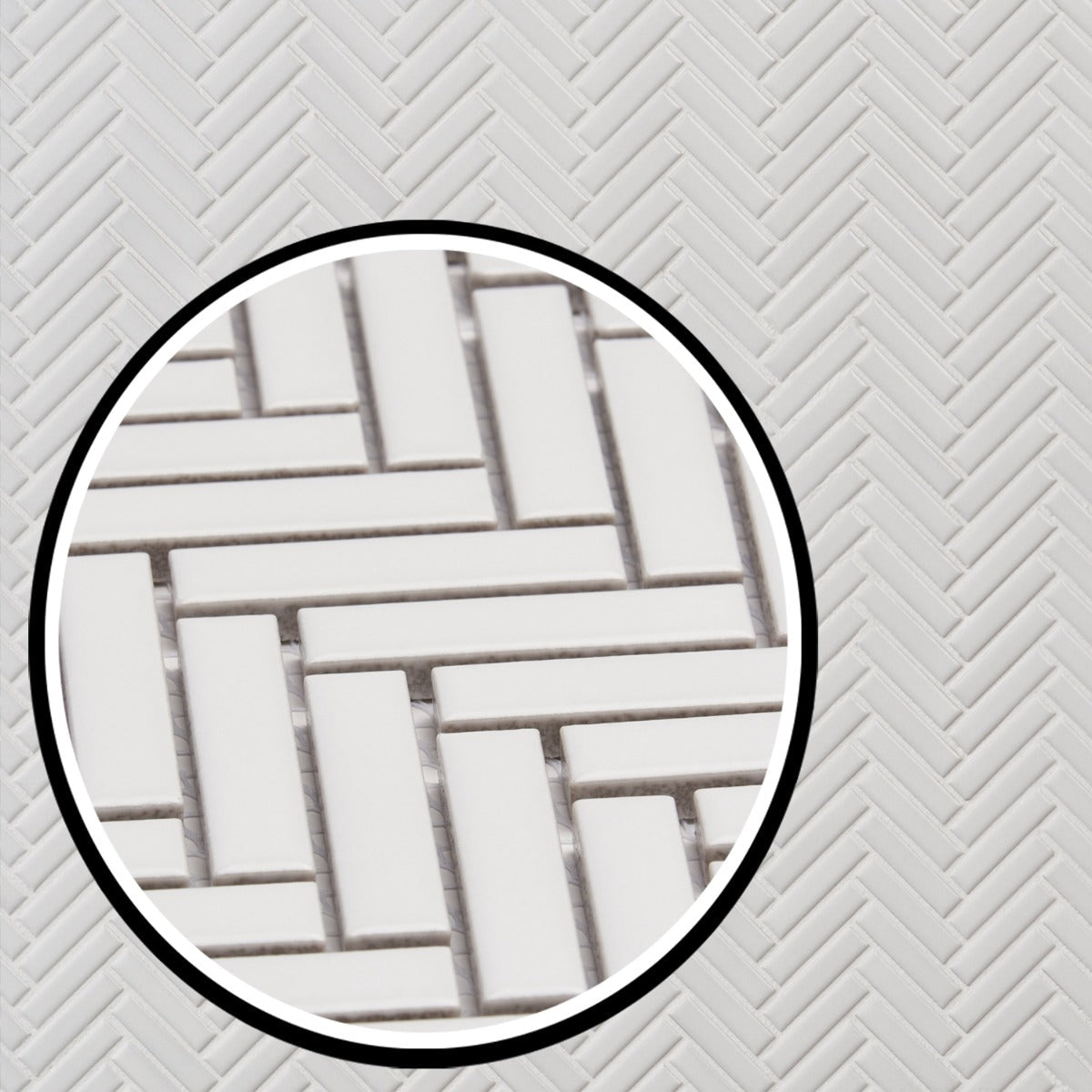 Kai White 1x2" Herringbone Matte Porcelain Mosaic Tile by Lux Tile