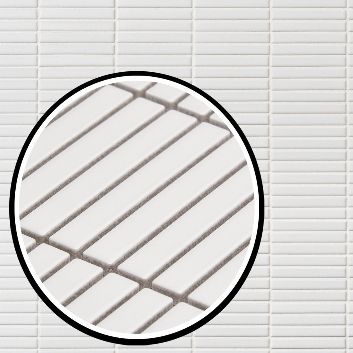 Kai White Matte Porcelain Mosaic Tile - 1x4" Tri-Stacked Design