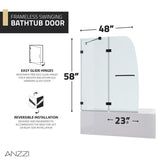 Pacific 48 in. x 58 in. Frameless Hinged Bathtub Door in Chrome