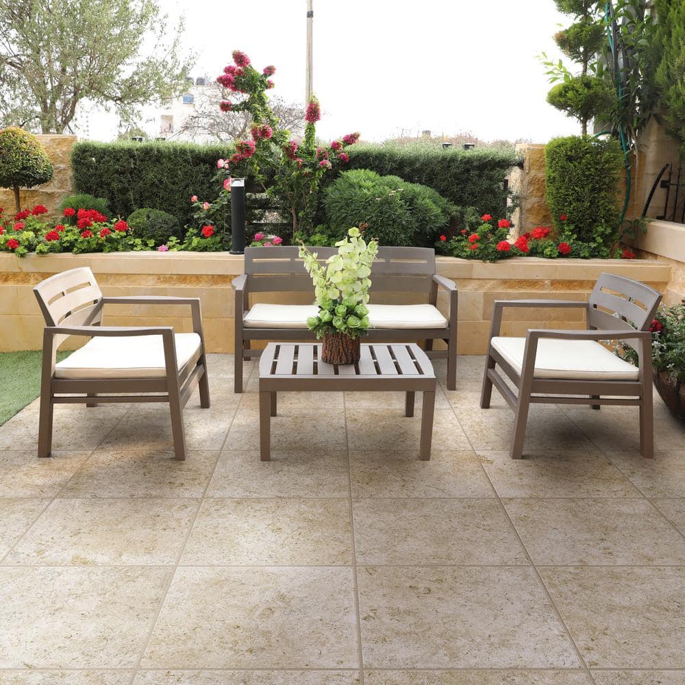 Pietra Jerusalem Beige 24 in. x 24 in. x 0.75 in. Stone-Look Porcelain Paver
