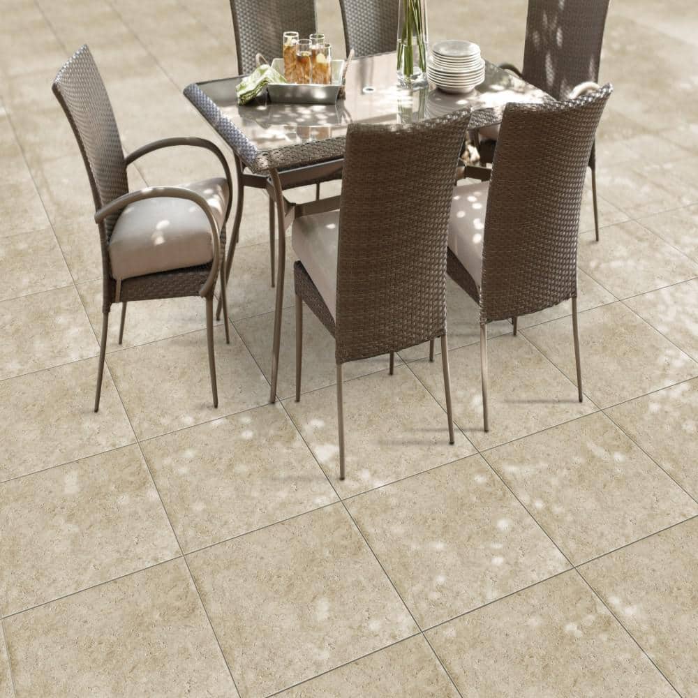 Pietra Jerusalem Beige 24 in. x 24 in. x 0.75 in. Stone-Look Porcelain Paver
