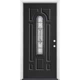 Masonite Providence Center Arch Jet Black Steel Prehung Front Door with Brickmold, Left-Hand Inswing, 36 in. x 80 in.
