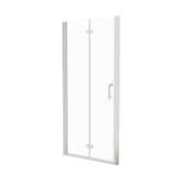 JimsMaison 36 in. W x 72 in. H Bifold Semi-Frameless Shower Door in Brushed Nickel Finish with Clear Glass