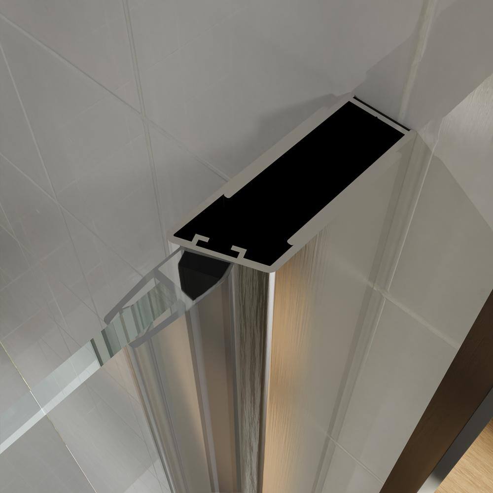 JimsMaison 36 in. W x 72 in. H Bifold Semi-Frameless Shower Door in Brushed Nickel Finish with Clear Glass