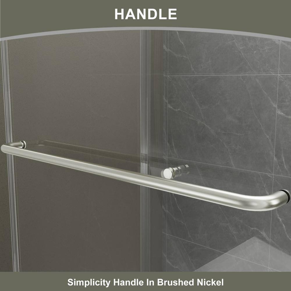 JimsMaison 60 in. W x 70 in. H Pivot Semi-Frameless Shower Door in Brushed Nickel Finish with Tempered Glass