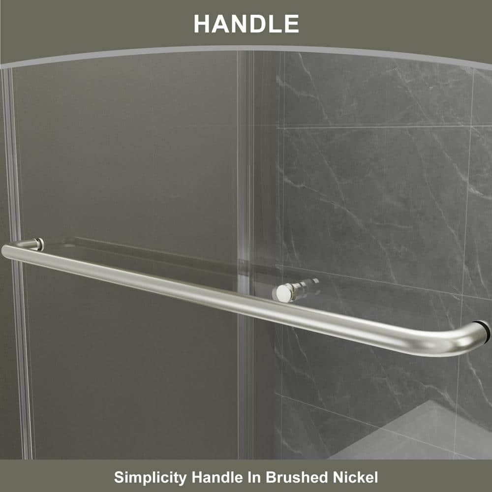 JimsMaison 60 in. W x 70 in. H Sliding Semi-Frameless Shower Door in Brushed Nickel Finish with Tempered Glass