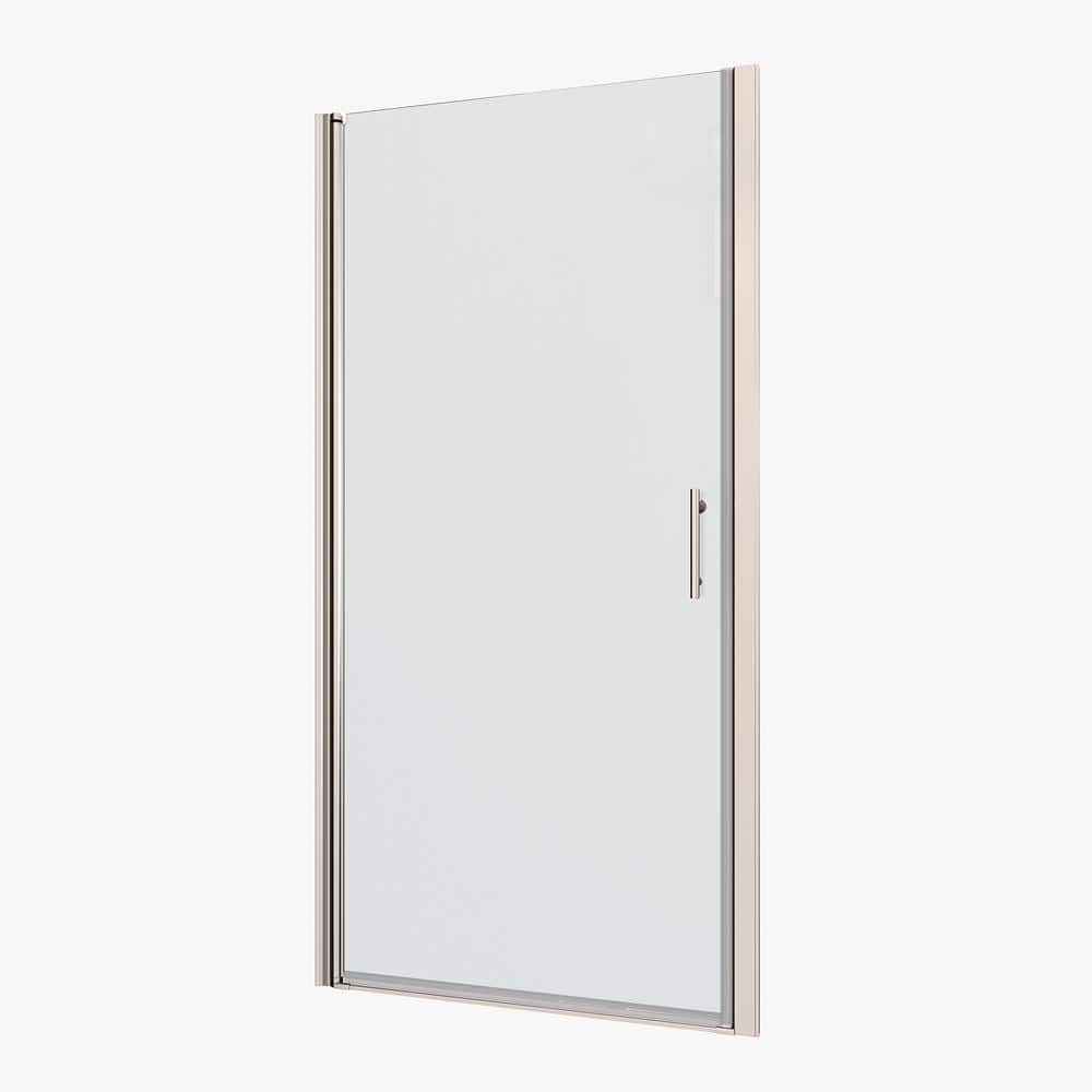 JimsMaison 28 in. W x 72 in. H Pivo Semi-Frameless  Shower Door in Chrome Finish with Clear Tempered Glass