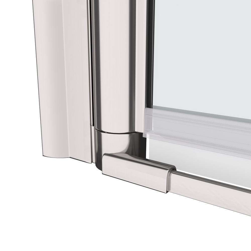 JimsMaison 28 in. W x 72 in. H Pivo Semi-Frameless  Shower Door in Chrome Finish with Clear Tempered Glass