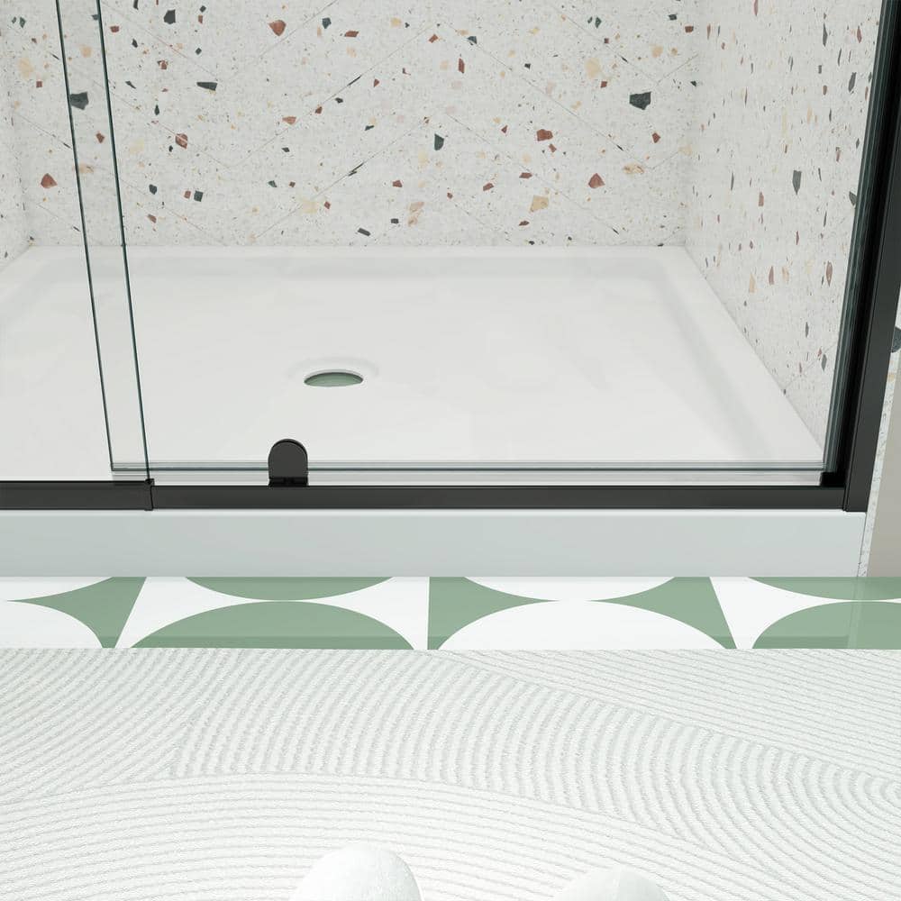 JimsMaison 60 in. W x 71 in. H Pivot Framed Shower Door in Matte Black Finish with Tempered Glass