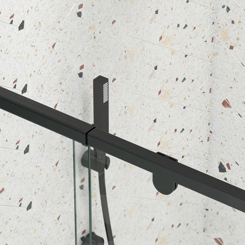 JimsMaison 60 in. W x 71 in. H Pivot Framed Shower Door in Matte Black Finish with Tempered Glass