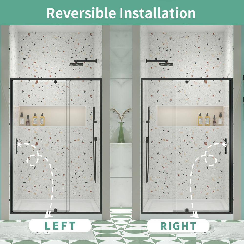 JimsMaison 60 in. W x 71 in. H Pivot Framed Shower Door in Matte Black Finish with Tempered Glass