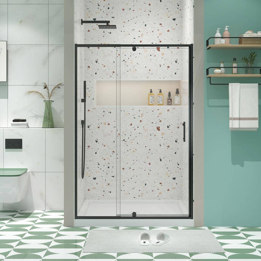 JimsMaison 60 in. W x 71 in. H Pivot Framed Shower Door in Matte Black Finish with Tempered Glass