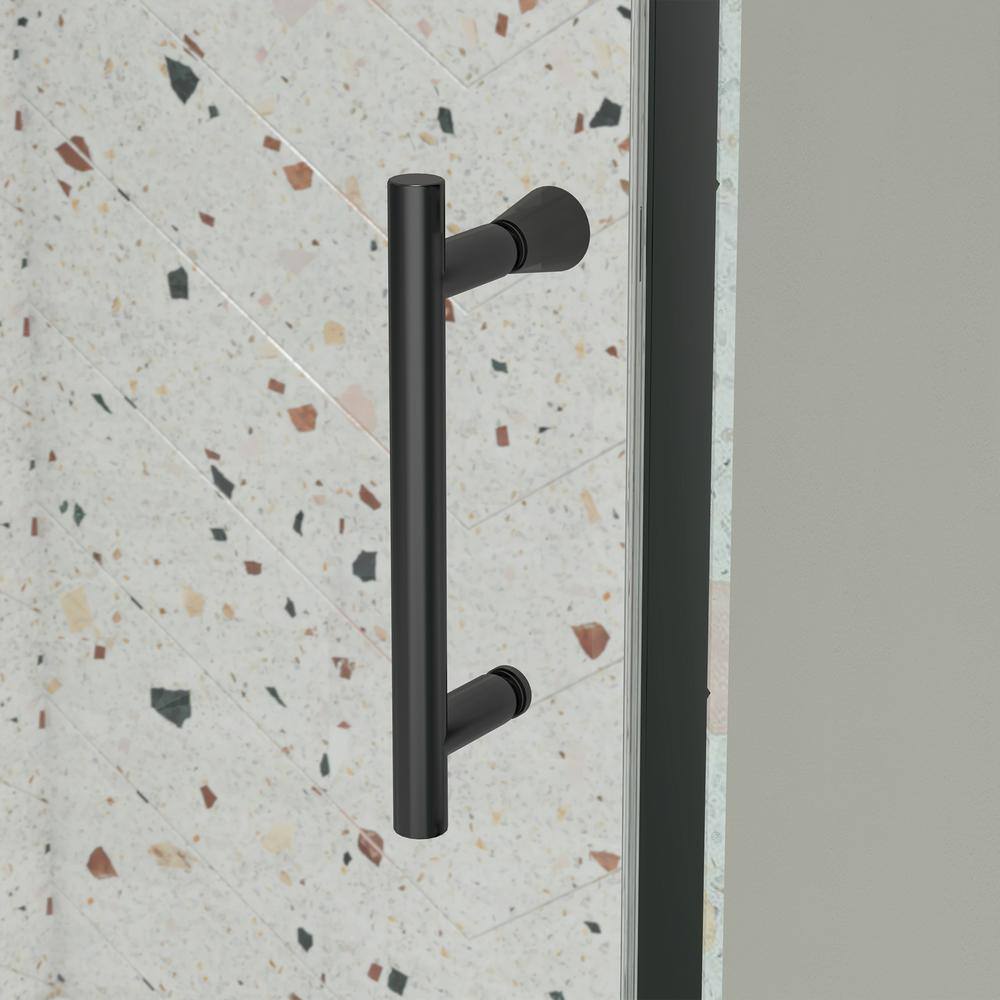 JimsMaison 60 in. W x 71 in. H Pivot Framed Shower Door in Matte Black Finish with Tempered Glass