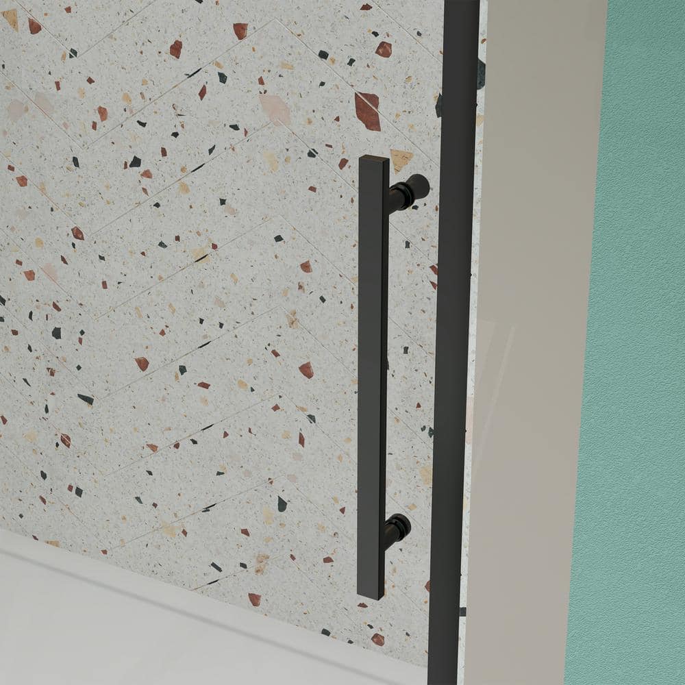 JimsMaison 60 in. W x 72 in. H Sliding Framed Shower Door in Matte Black Finish with Tempered Glass