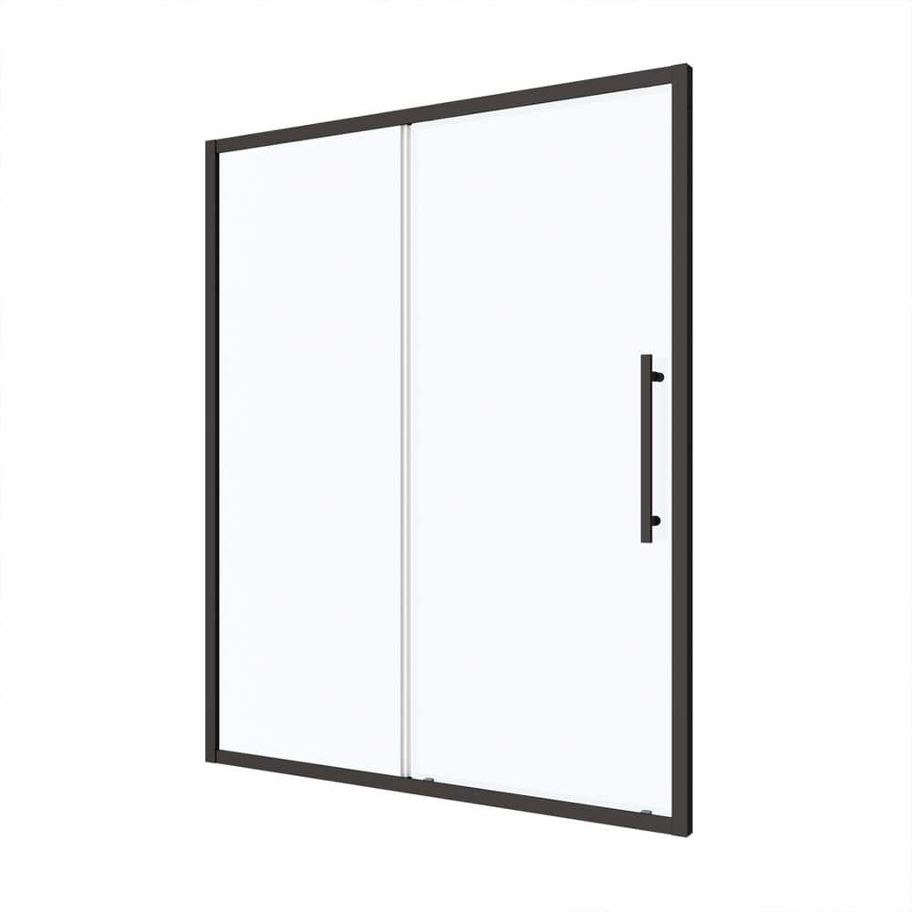 JimsMaison 60 in. W x 72 in. H Sliding Framed Shower Door in Matte Black Finish with Tempered Glass