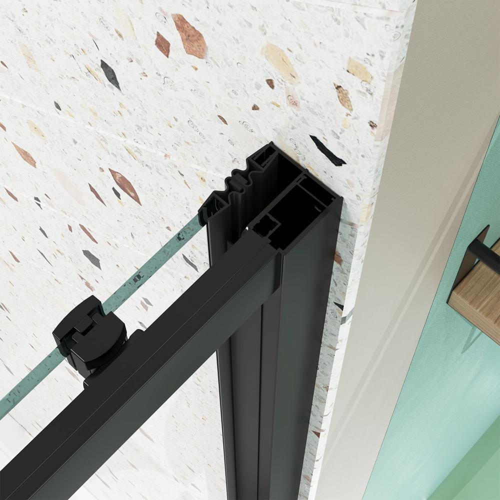 JimsMaison 60 in. W x 72 in. H Sliding Framed Shower Door in Matte Black Finish with Tempered Glass