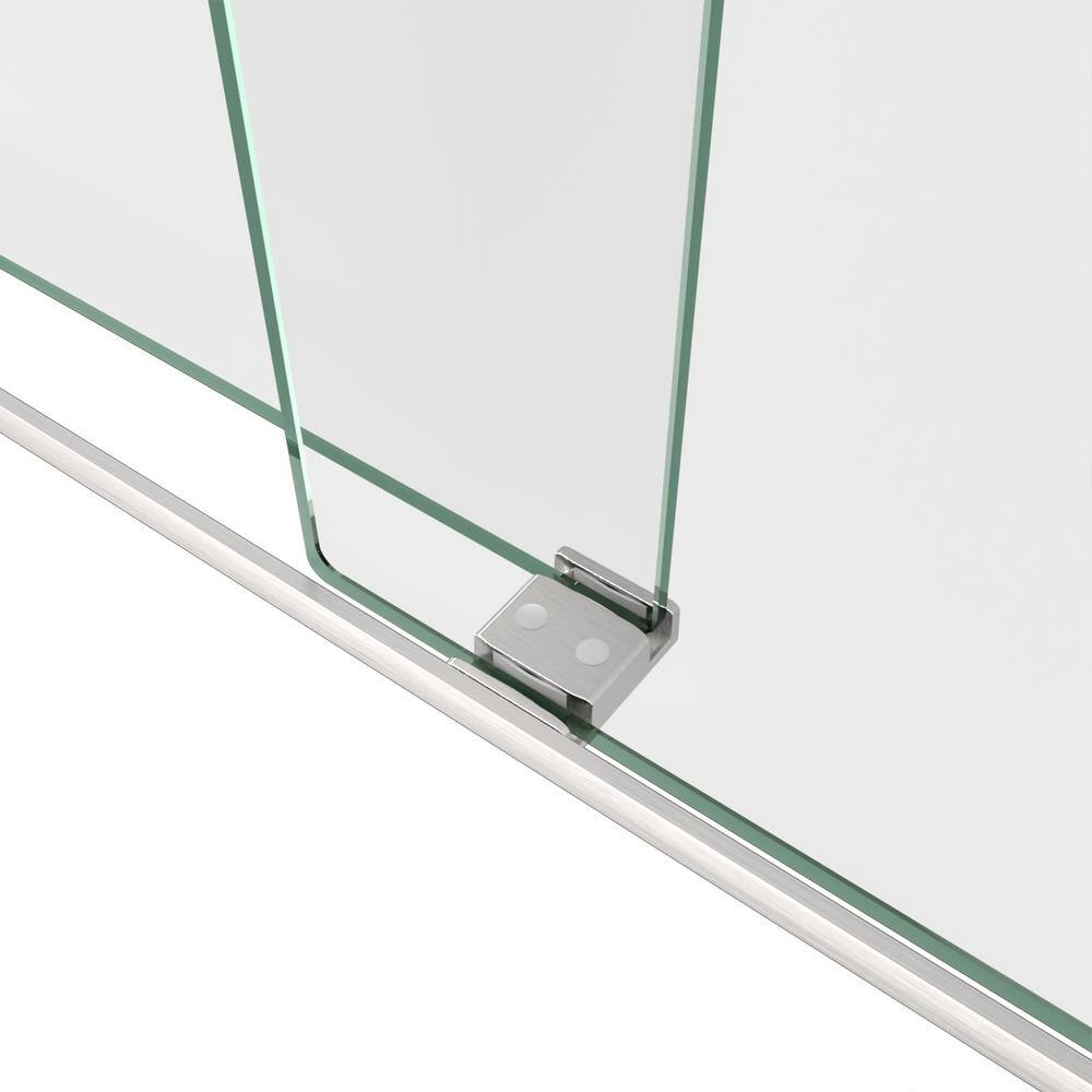 JimsMaison 60 in. W x 74 in. H Sliding Semi-Frameless Shower Door in Brushed Nickel Finish with Tempered Glass