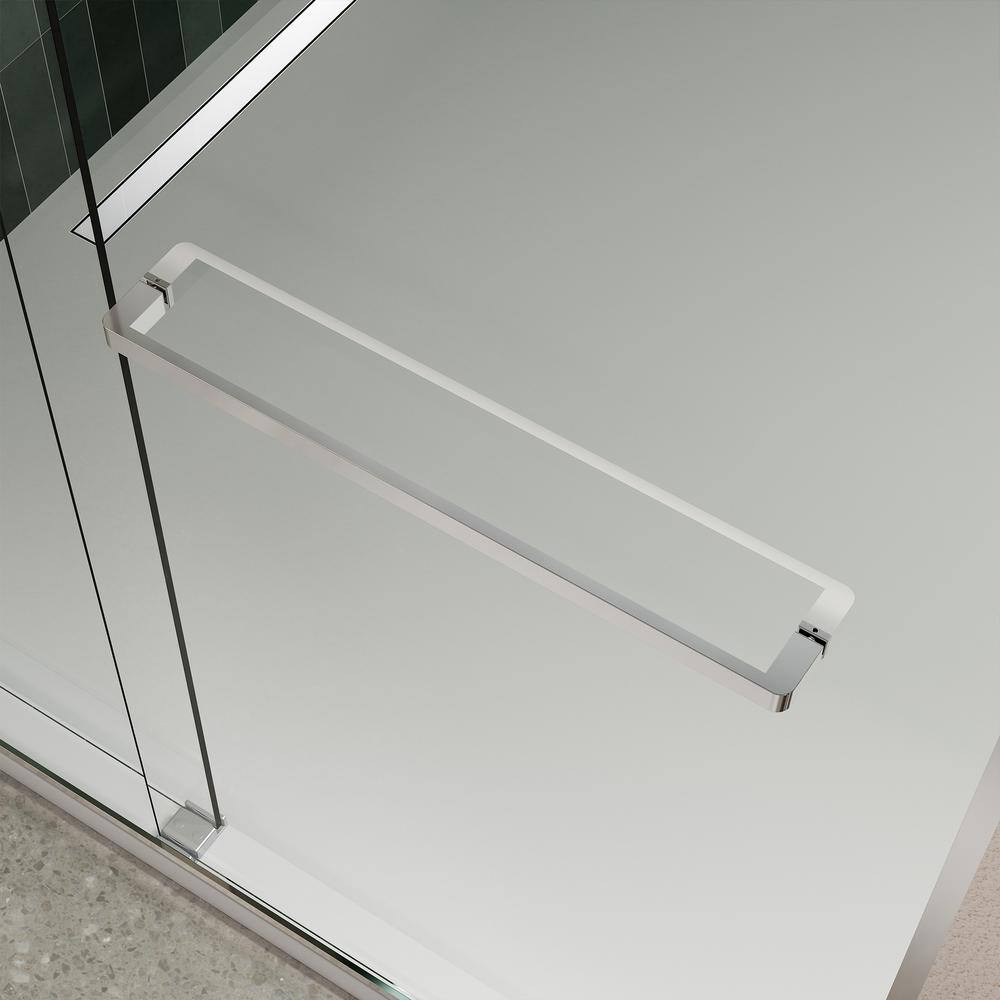JimsMaison 60 in. W x 74 in. H Sliding Semi-Frameless Shower Door in Brushed Nickel Finish with Tempered Glass