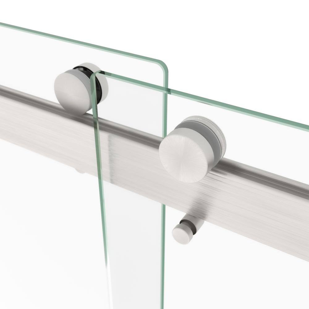JimsMaison 60 in. W x 74 in. H Sliding Semi-Frameless Shower Door in Brushed Nickel Finish with Tempered Glass