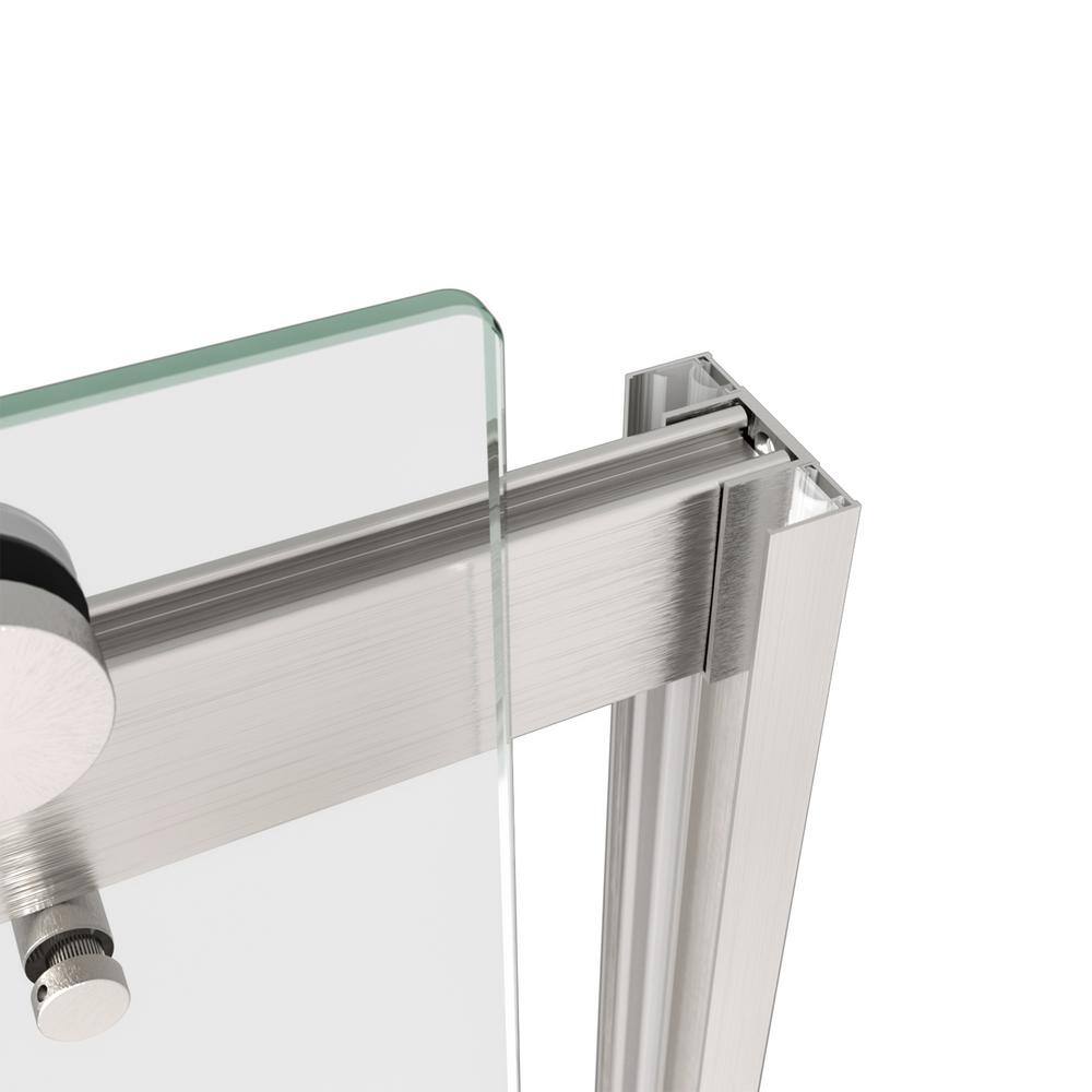 JimsMaison 60 in. W x 74 in. H Sliding Semi-Frameless Shower Door in Brushed Nickel Finish with Tempered Glass
