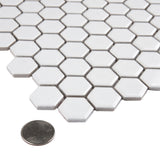 Merola Tile Metro Hex Glossy White 10-1/4 in. x 11-3/4 in. x 5 mm Porcelain Mosaic Tile (8.56 sq. ft. / case)
