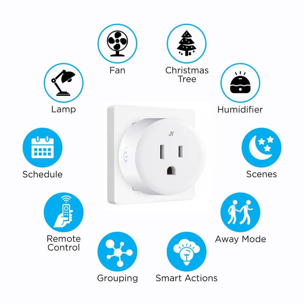 JONATHAN Y Smart Plug - WiFi Remote Control for Lights and Appliances Suitable with Alexa and Google Home Assistant No Hub Required
