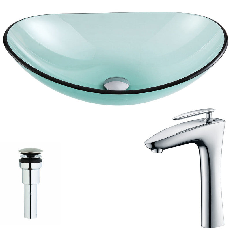 ANZZI Major Series Deco-Glass Vessel Sink in Lustrous Green