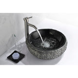 ANZZI Dragons Ash Mandy Black Natural Stone Round Vessel Sink, 16.5 in. x 5.5 in.